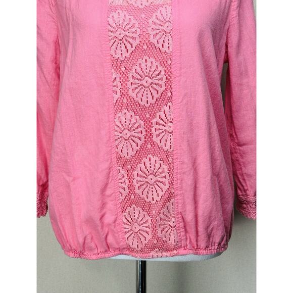 Vintage America Women's Small Blouse Pink Lace Accent Feminine Cottage Core - Picture 2 of 14